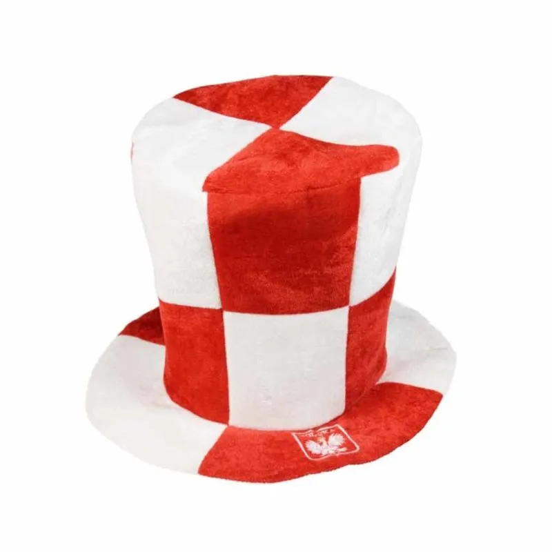 Polska Poland White and Red Soccer Fan Accessory Set (Scarf, Checkered Hat, Inflatable Sticks, Face Paint Stick)