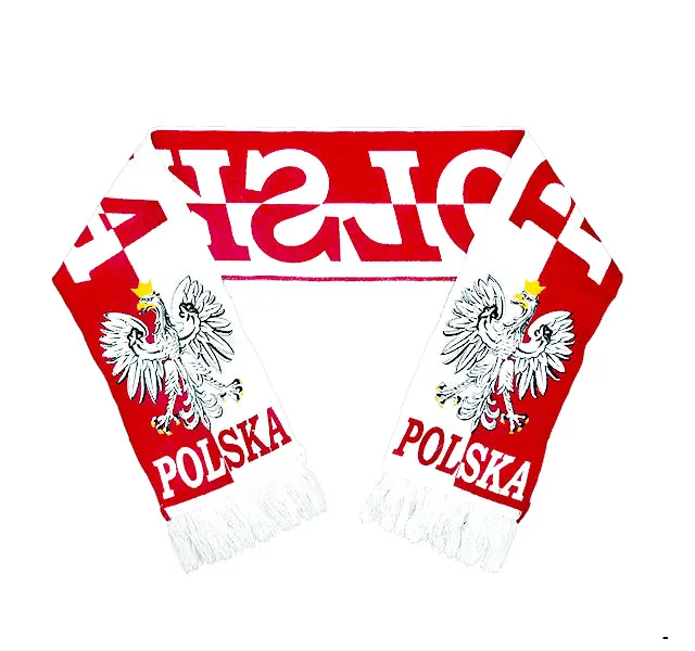 Polska Poland White and Red Soccer Fan Accessory Set (Scarf, Checkered Hat, Inflatable Sticks, Face Paint Stick)