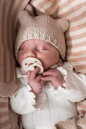 Pop Ya Tot Beary Knit Bonnet - Biscuit