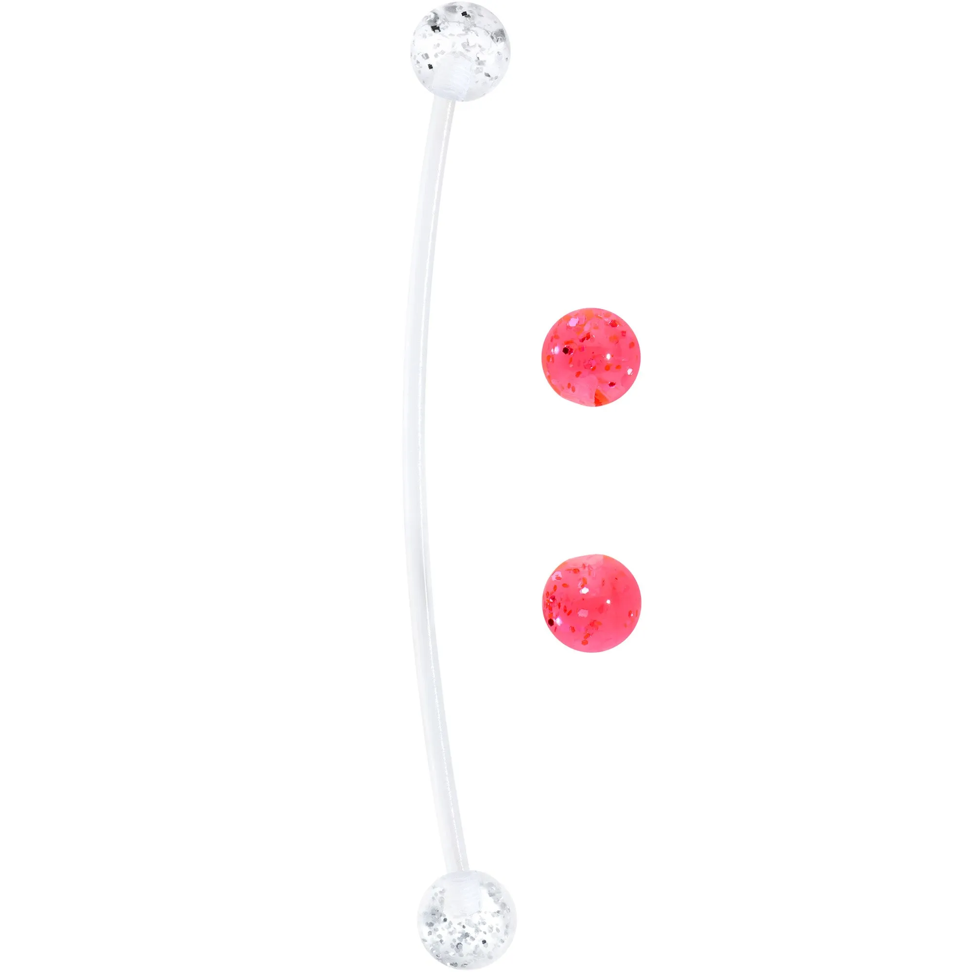 Pregnant Belly Button Ring Clear and Pink Glitter Pack Set