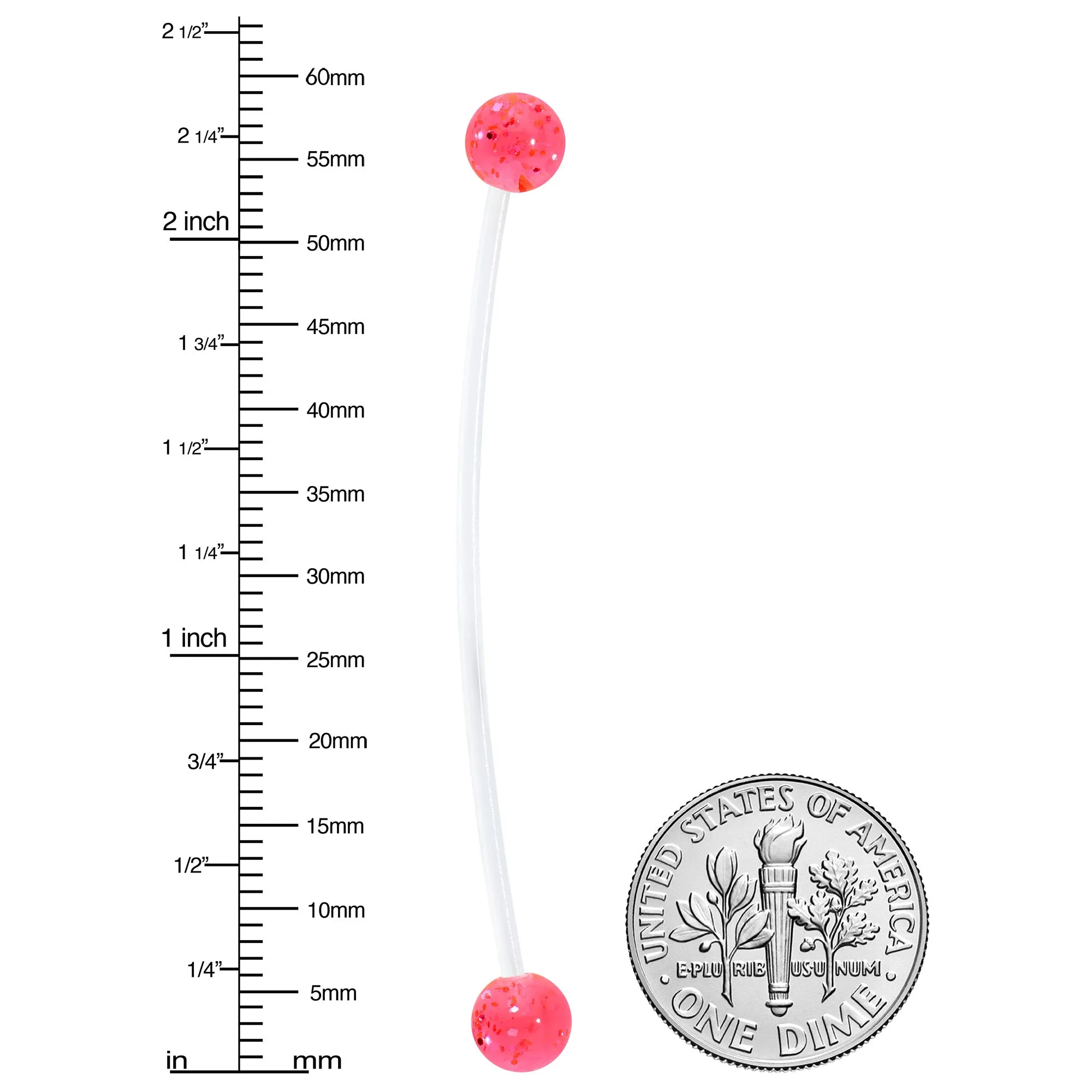Pregnant Belly Button Ring Clear and Pink Glitter Pack Set