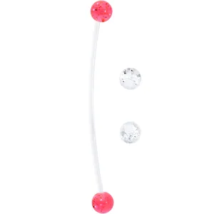 Pregnant Belly Button Ring Clear and Pink Glitter Pack Set