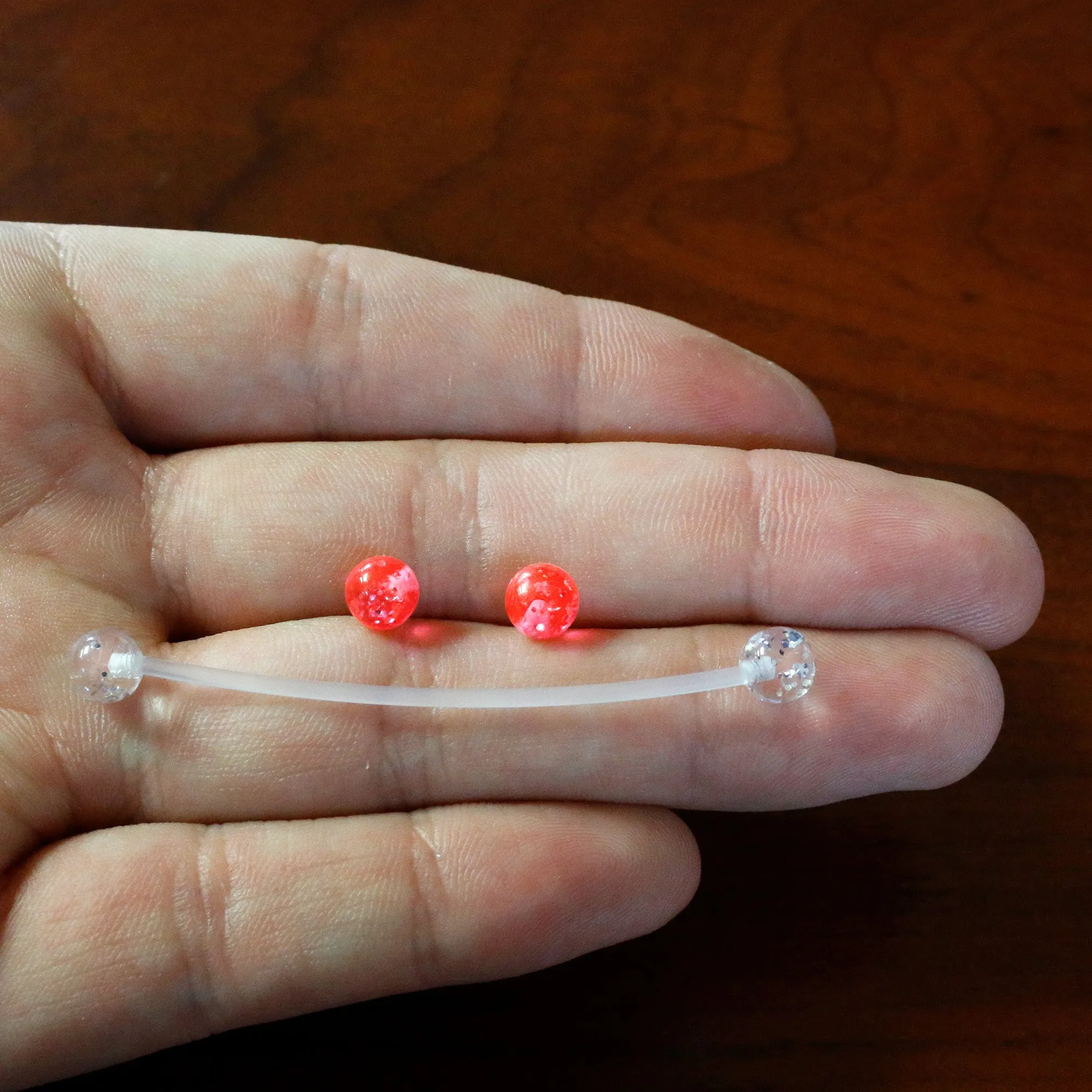 Pregnant Belly Button Ring Clear and Pink Glitter Pack Set