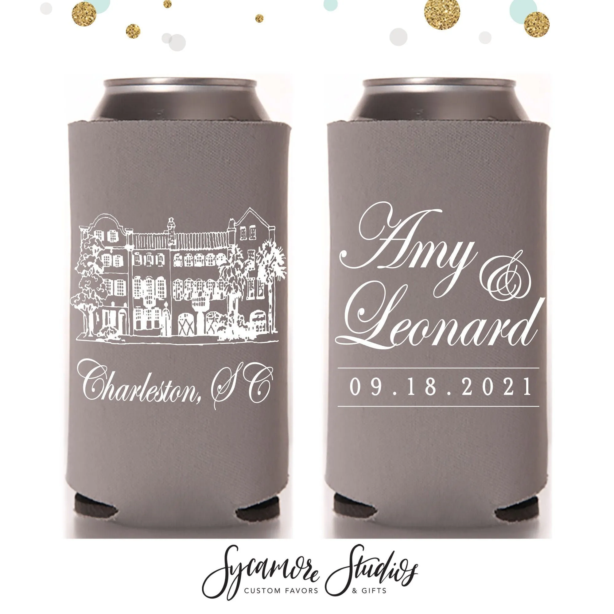 Rainbow Row - Slim 12oz Wedding Can Cooler #78S
