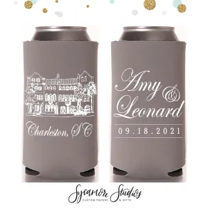 Rainbow Row - Slim 12oz Wedding Can Cooler #78S