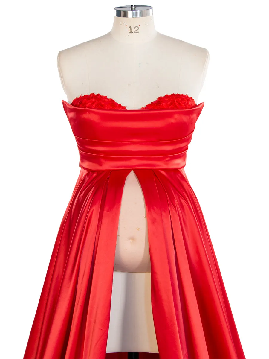 Red Maternity Gown for Photo Shoot Baby Shower Dress for Photoshoot with Long Train YW240039