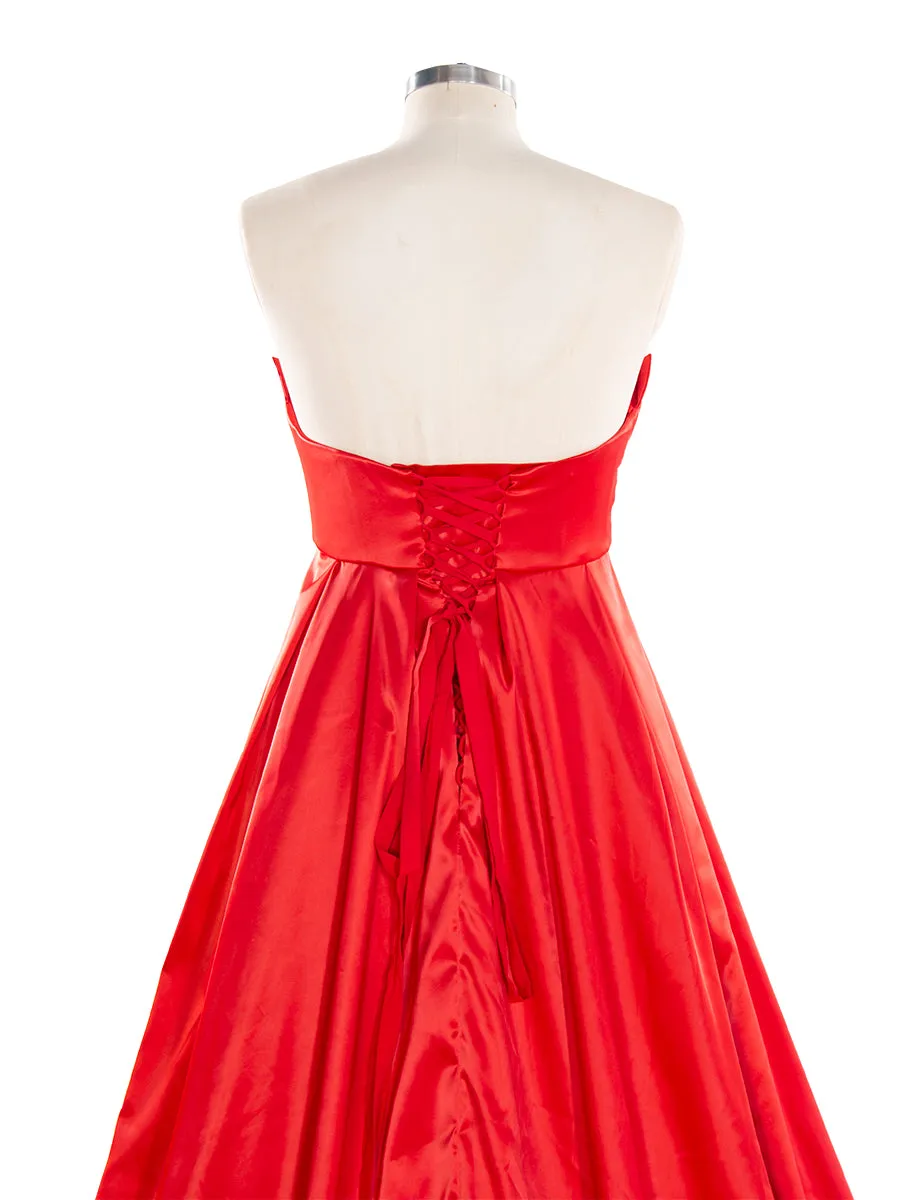 Red Maternity Gown for Photo Shoot Baby Shower Dress for Photoshoot with Long Train YW240039