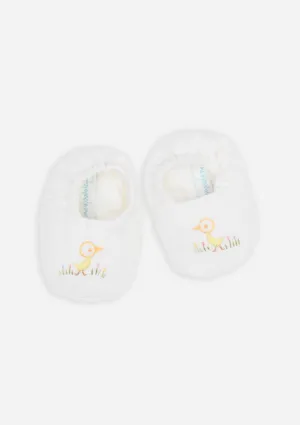 Reversible Wandering Chicks Booties, Ivory