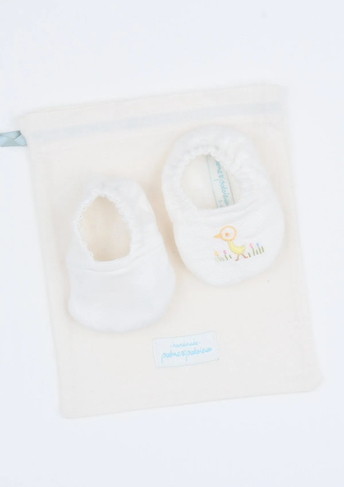 Reversible Wandering Chicks Booties, Ivory