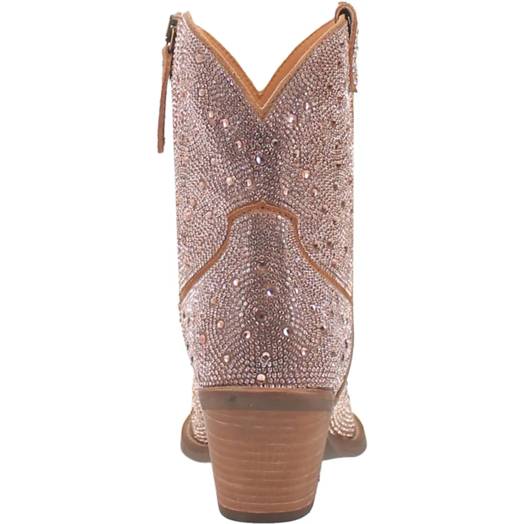 Rose Gold Rhinestone Cowgirl Leather Bootie by Dingo