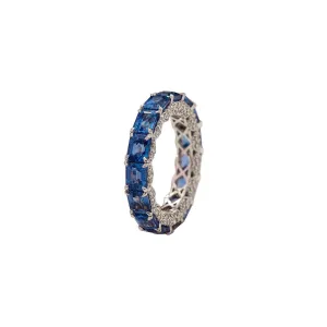 Sapphire East-West Emerald Cut Eternity Band