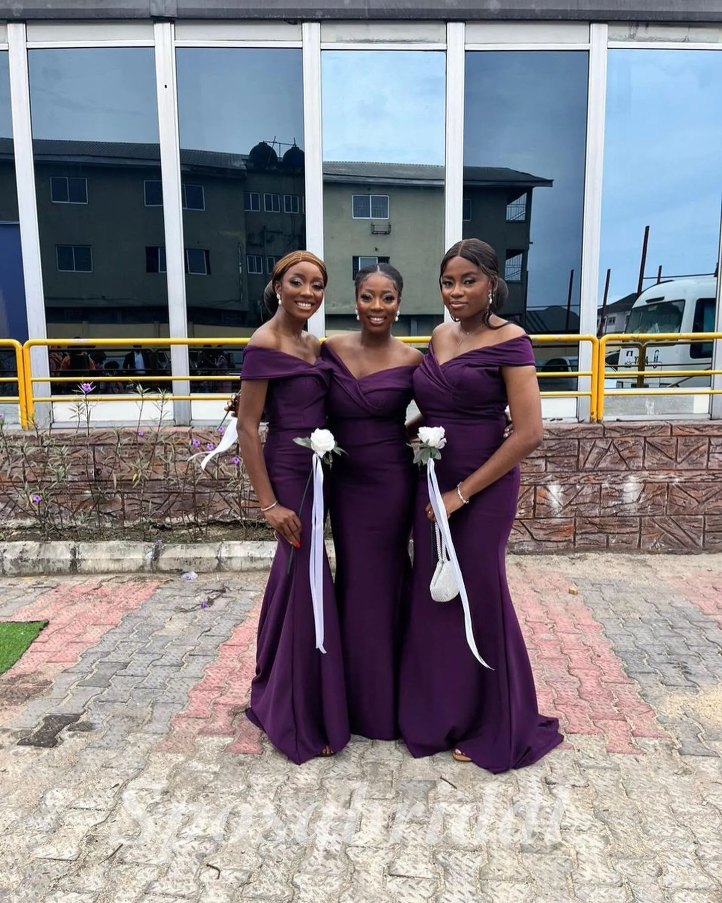 Sexy Off Shoulder V-Neck Soft Satin Sleeveless Mermaid Floor Length Bridesmaid Dresss, BD3288