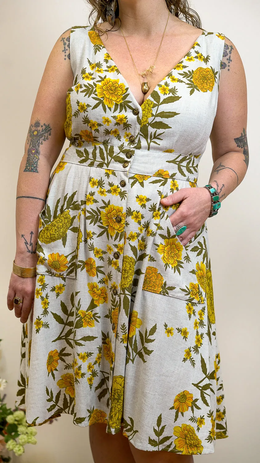 Sheet Dress in Oat Marigold Linen