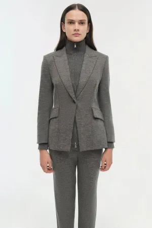 SIMKHAI - Auden Knit Combo Blazer - Warm Gray