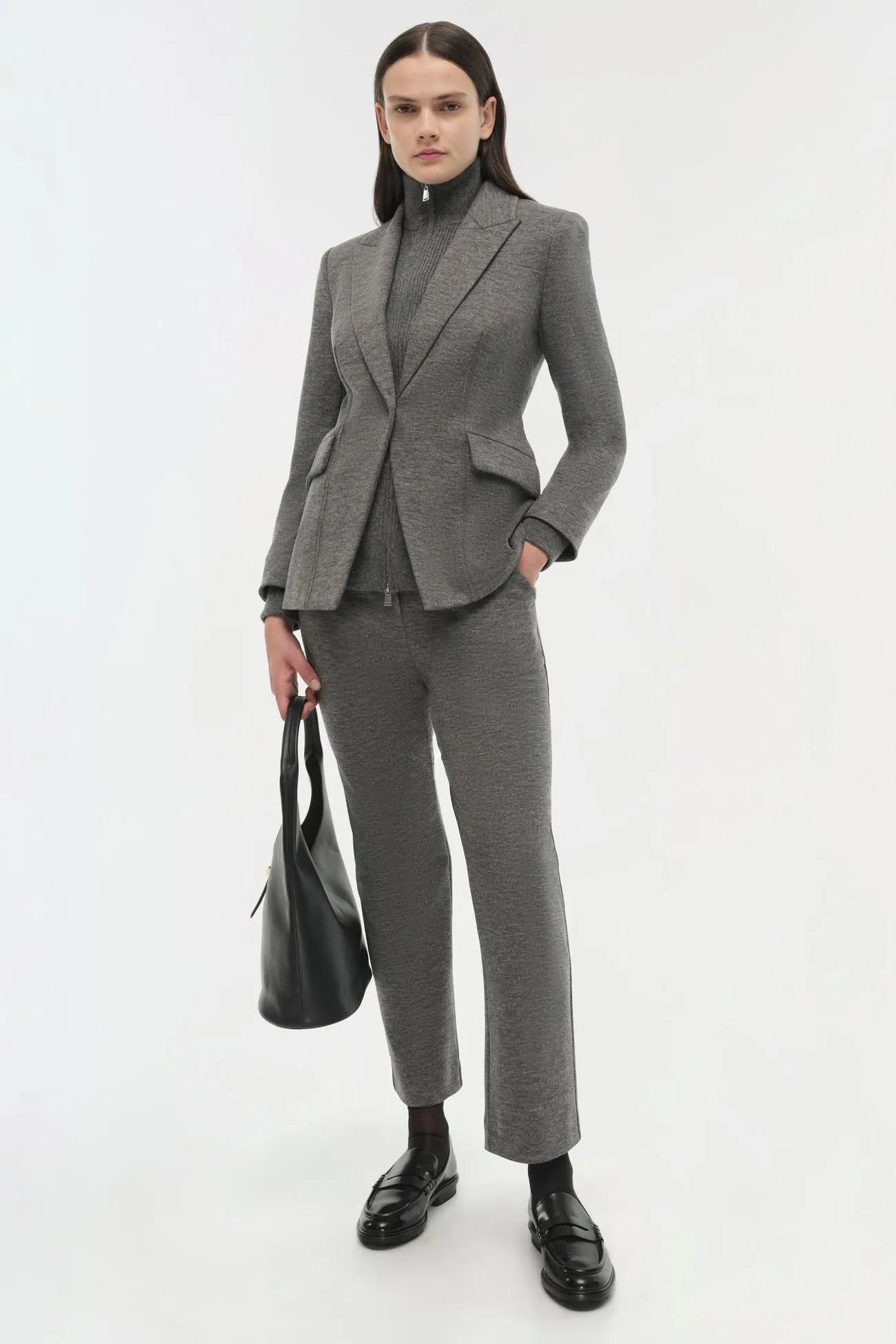 SIMKHAI - Auden Knit Combo Blazer - Warm Gray