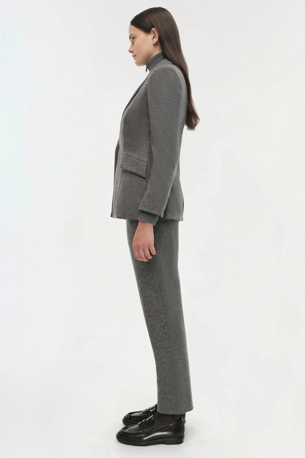 SIMKHAI - Auden Knit Combo Blazer - Warm Gray