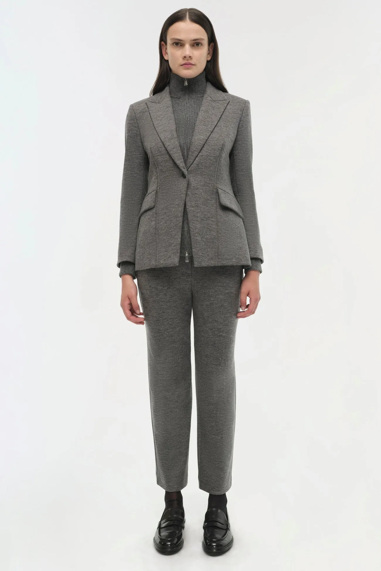 SIMKHAI - Auden Knit Combo Blazer - Warm Gray