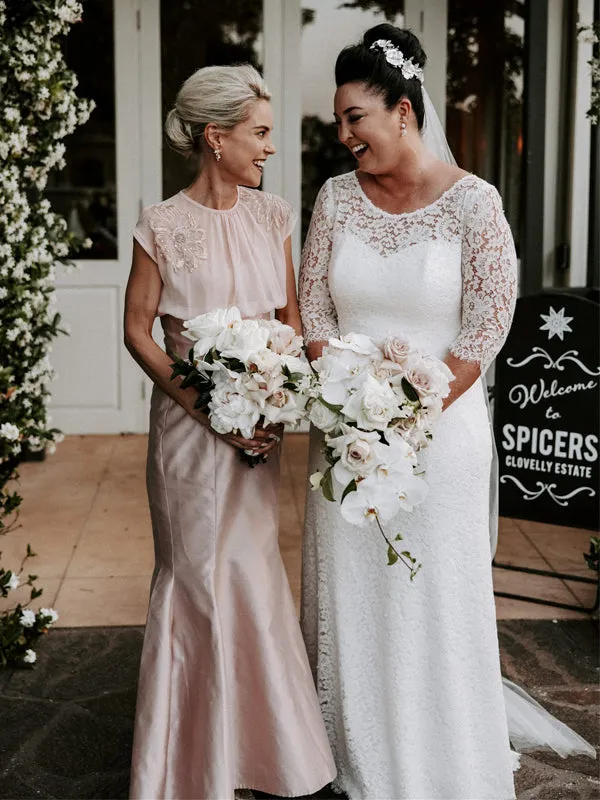 Simple Scoop Neck Mermaid Long Bridesmaid Dresses Online,RBWG0060