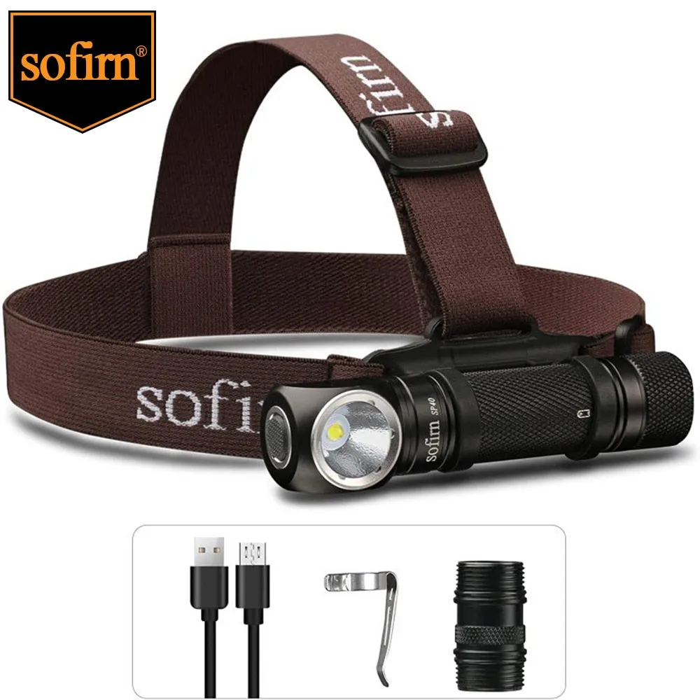 Sofirn SP40 Headlamp LED EDC 18650 Rechargeable Headlight 1200lm Bright Outdoor Fishing Torch with Magnet Tail Cap