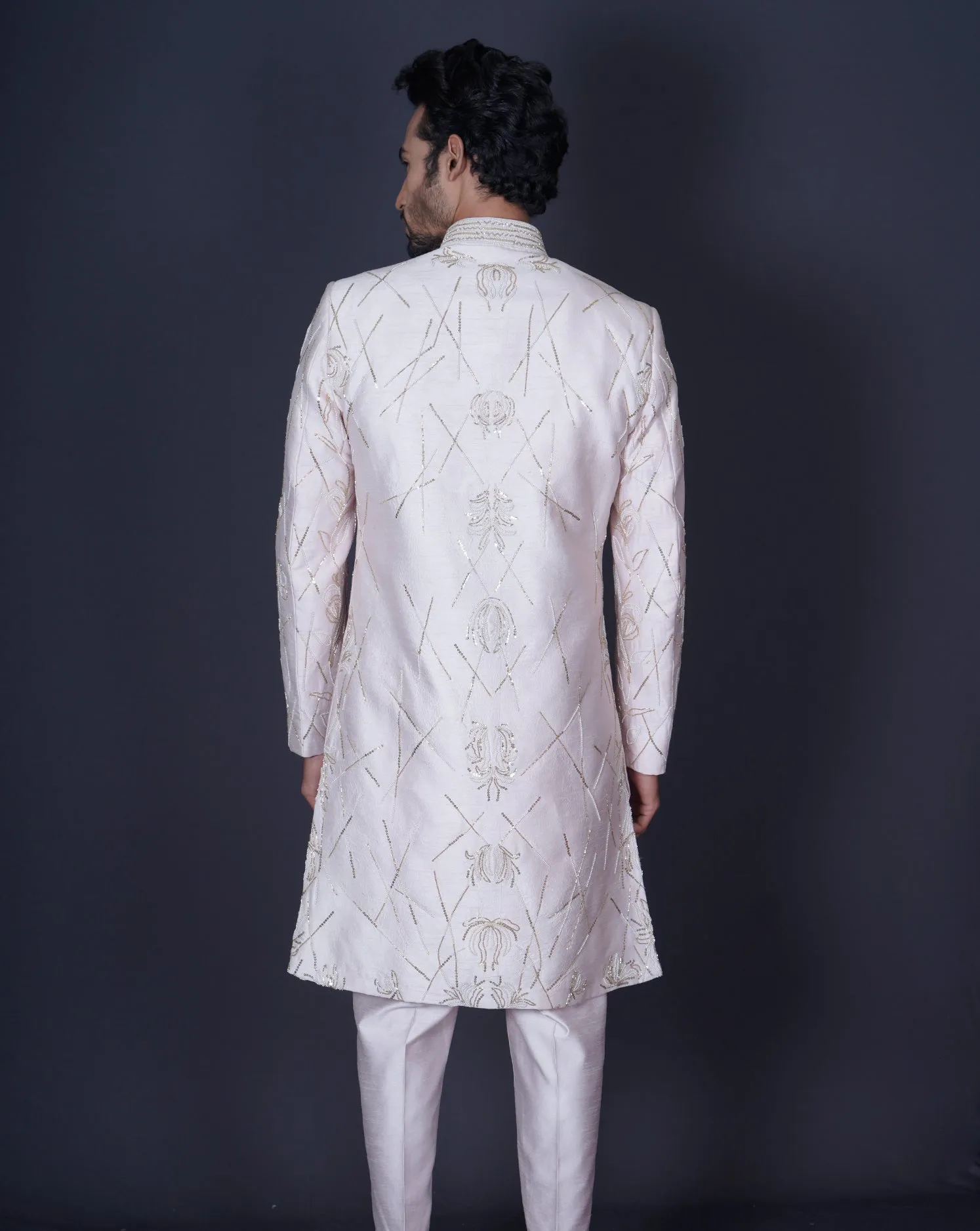 Soft pink sherwani