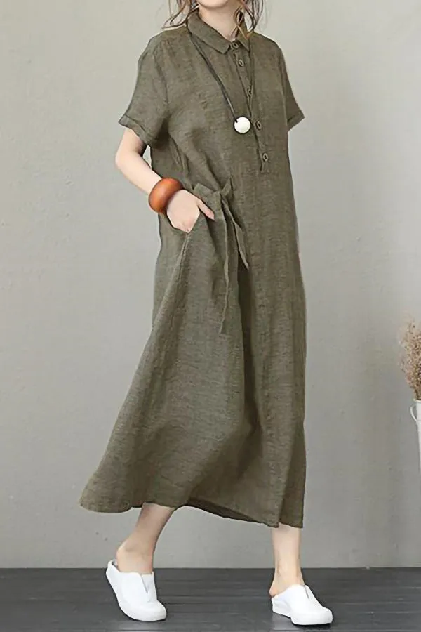 Solid Color Wide-sleeved Loose Dress