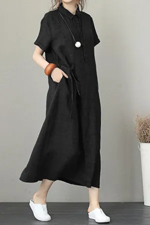 Solid Color Wide-sleeved Loose Dress
