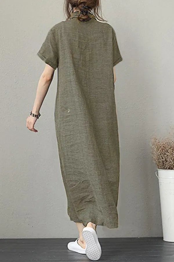 Solid Color Wide-sleeved Loose Dress