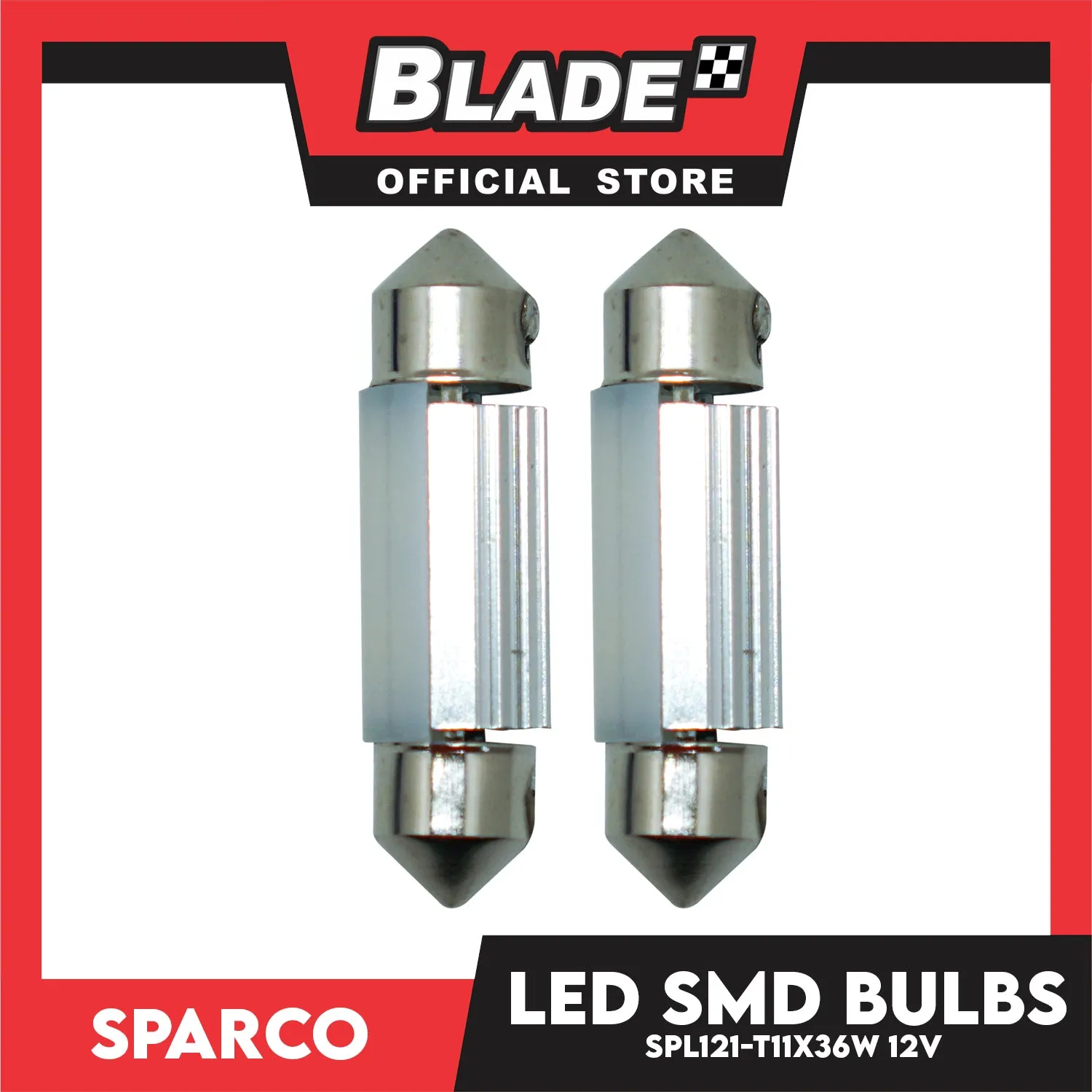 Sparco Led Smd Bulbs SPL121 T11X 36 SV.5 Festoon (Set of 2) Use for Signal, Dome, Plate Number and Dashboard Light