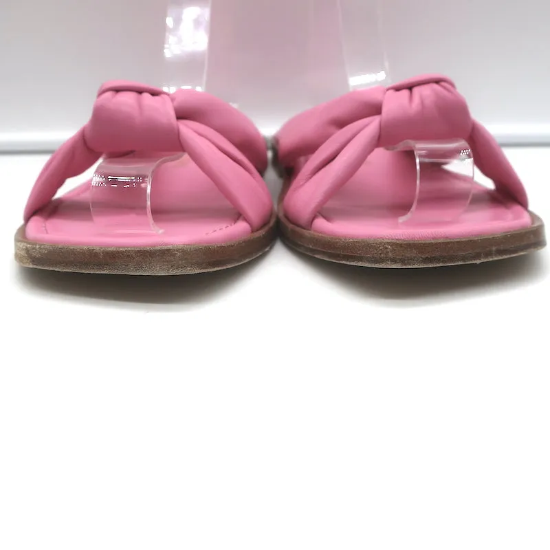 Stuart Weitzman Playa Knotted Slide Sandals Pink Leather Size 10