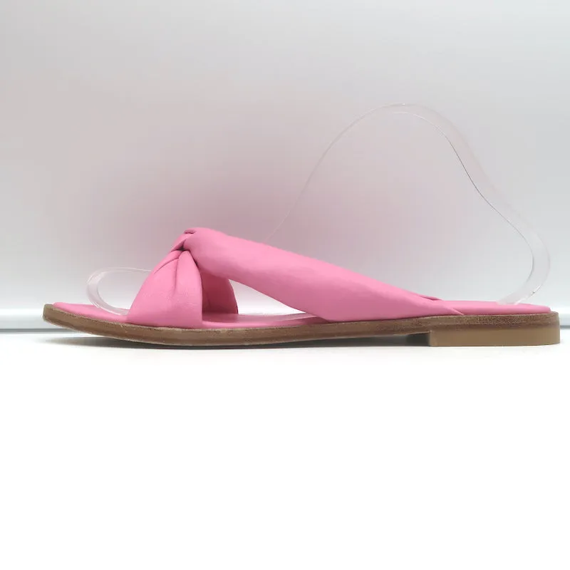 Stuart Weitzman Playa Knotted Slide Sandals Pink Leather Size 10