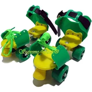 Supreme Deals Designed Plastic Adjustable Inline Roller Skates/Skating Shoe with Front Break for Kids (Green, 4-12 Years)