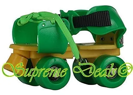 Supreme Deals Designed Plastic Adjustable Inline Roller Skates/Skating Shoe with Front Break for Kids (Green, 4-12 Years)