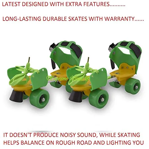Supreme Deals Designed Plastic Adjustable Inline Roller Skates/Skating Shoe with Front Break for Kids (Green, 4-12 Years)