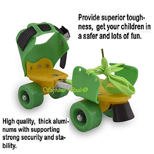 Supreme Deals Designed Plastic Adjustable Inline Roller Skates/Skating Shoe with Front Break for Kids (Green, 4-12 Years)