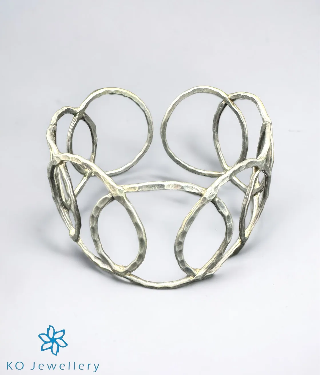 The Circled Silver Flexible Open Bracelet