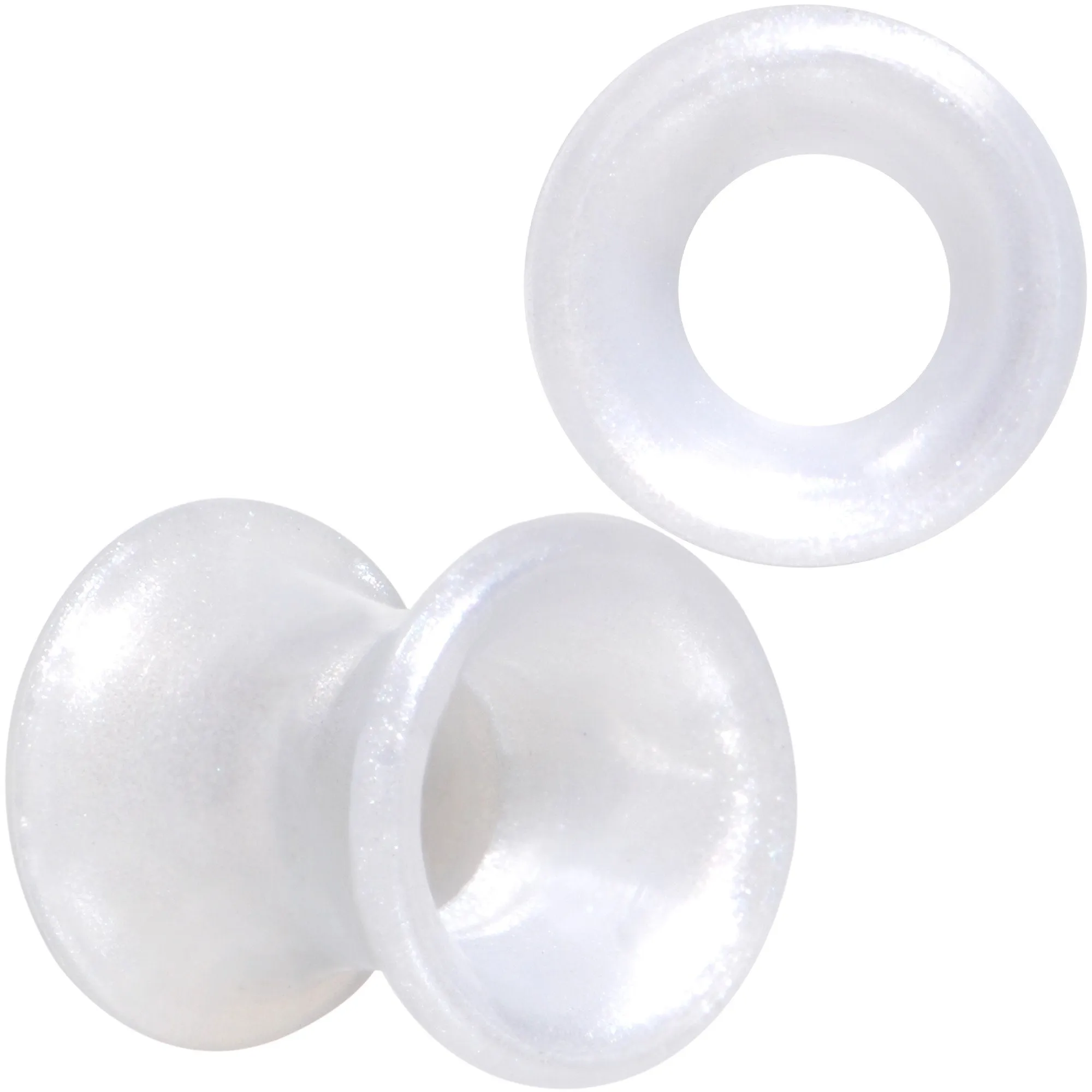 Thin Flexible White Silicone Tunnel Plug Set 6mm to 25mm