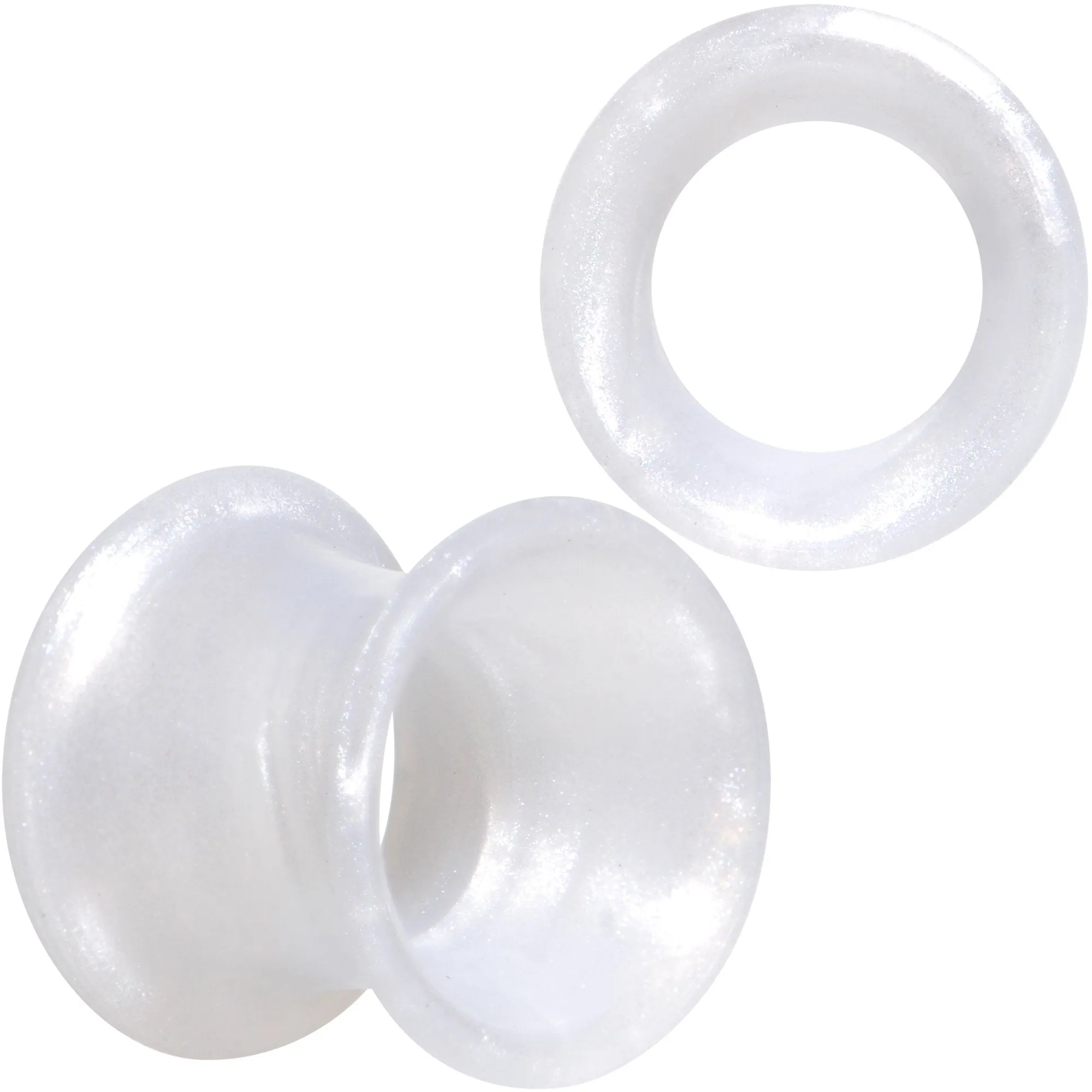 Thin Flexible White Silicone Tunnel Plug Set 6mm to 25mm