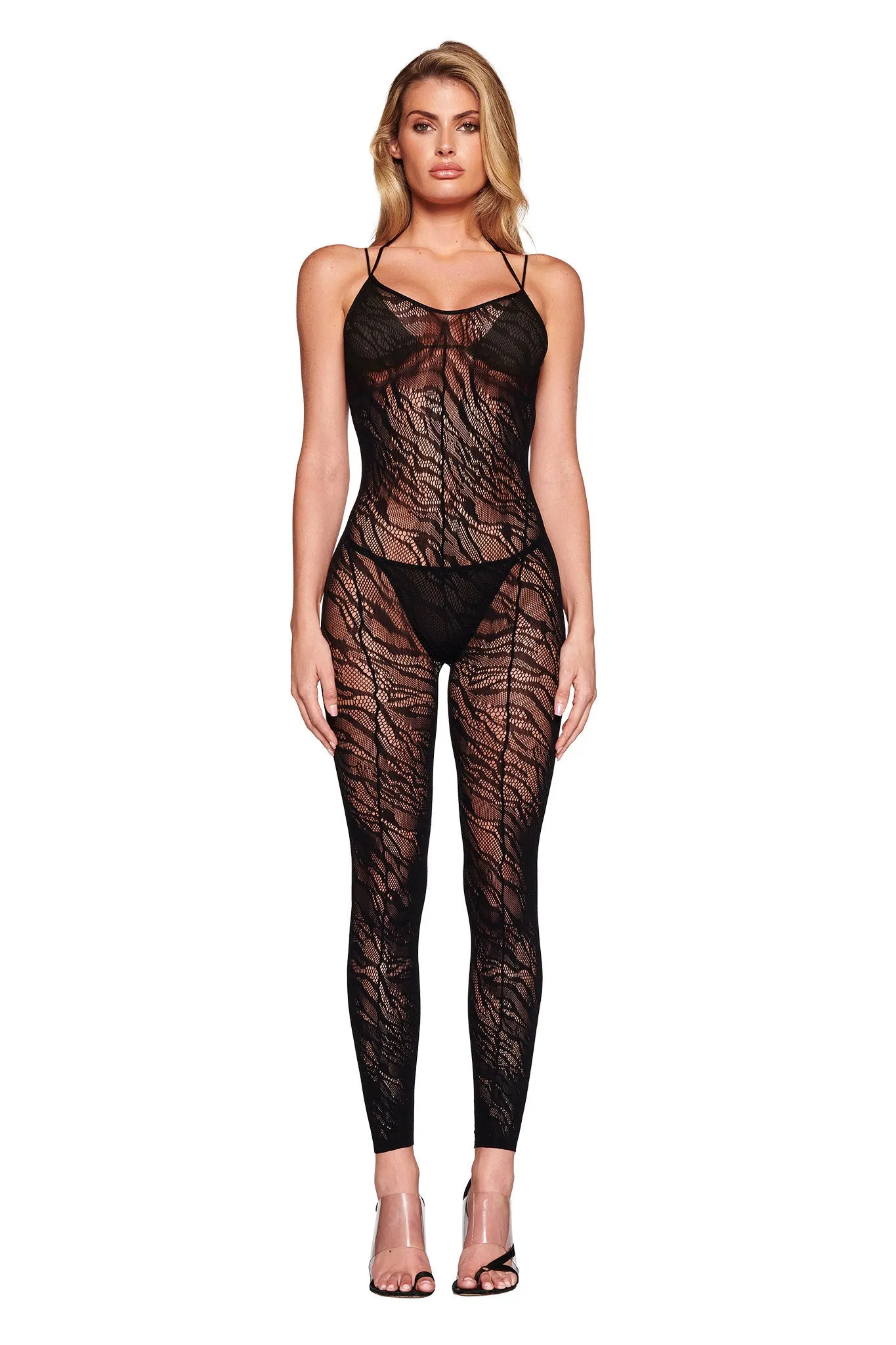 THREE-PIECE TARAJI CATSUIT - BLACK : ZEBRA