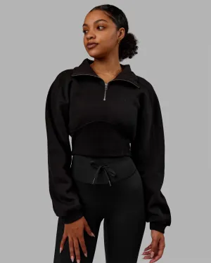 Thrive Corset 1/4 Zip Sweater - Black