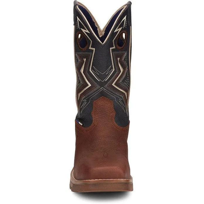 Tony Lama Men's Force 11" Wide Square Comp Toe WP Western Work Boot -Brown- TW3402
