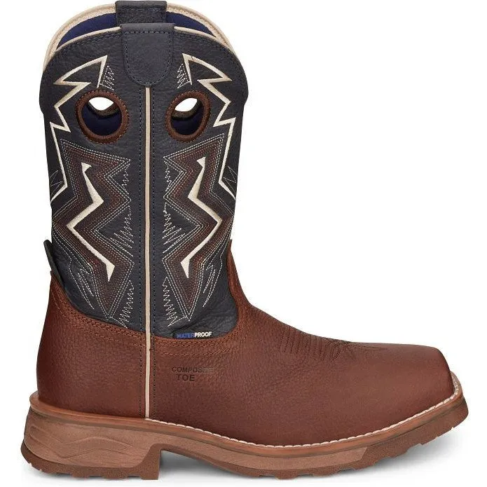 Tony Lama Men's Force 11" Wide Square Comp Toe WP Western Work Boot -Brown- TW3402