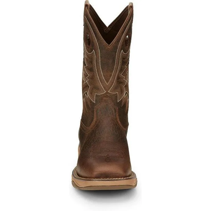 Tony Lama Men's Rasp 11" Square Toe WP Western Work Boot- Brown- RR3364