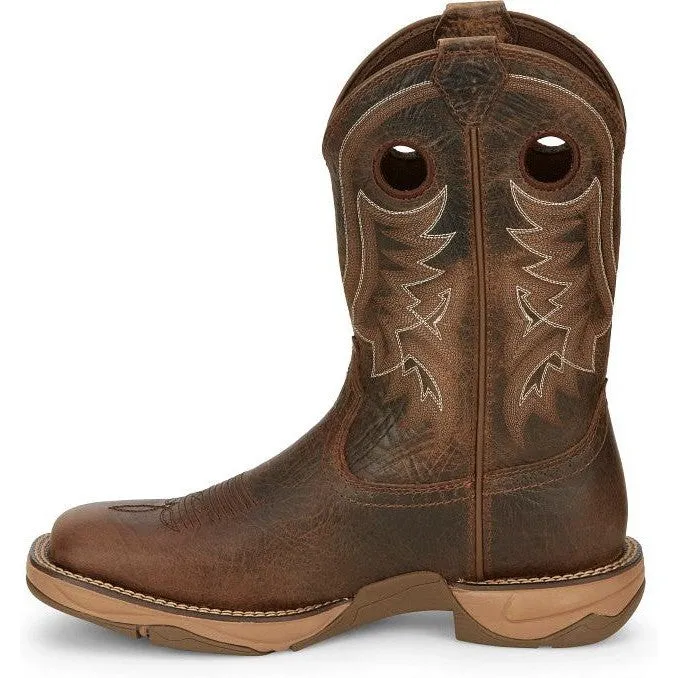 Tony Lama Men's Rasp 11" Square Toe WP Western Work Boot- Brown- RR3364