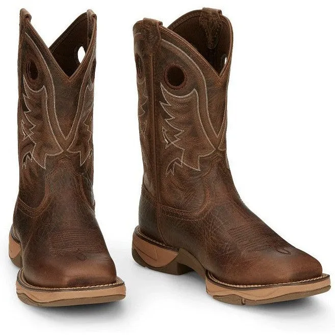Tony Lama Men's Rasp 11" Square Toe WP Western Work Boot- Brown- RR3364