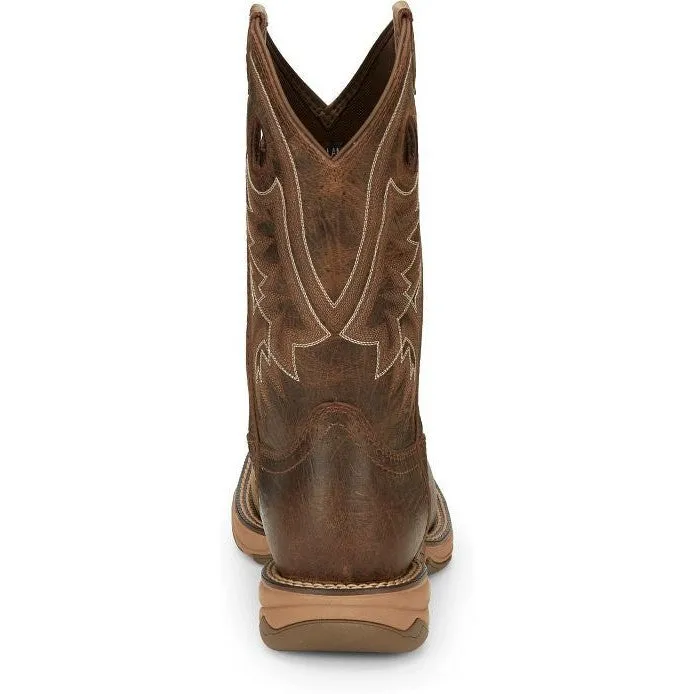 Tony Lama Men's Rasp 11" Square Toe WP Western Work Boot- Brown- RR3364