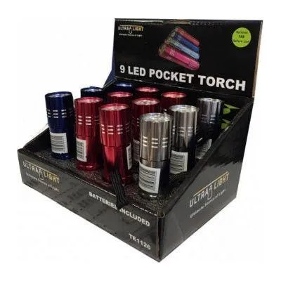 Ultralight 9-LED Pocket Torch & Battery