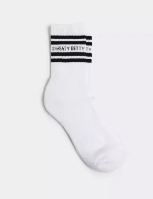 Varsity Slogan Socks - White Black