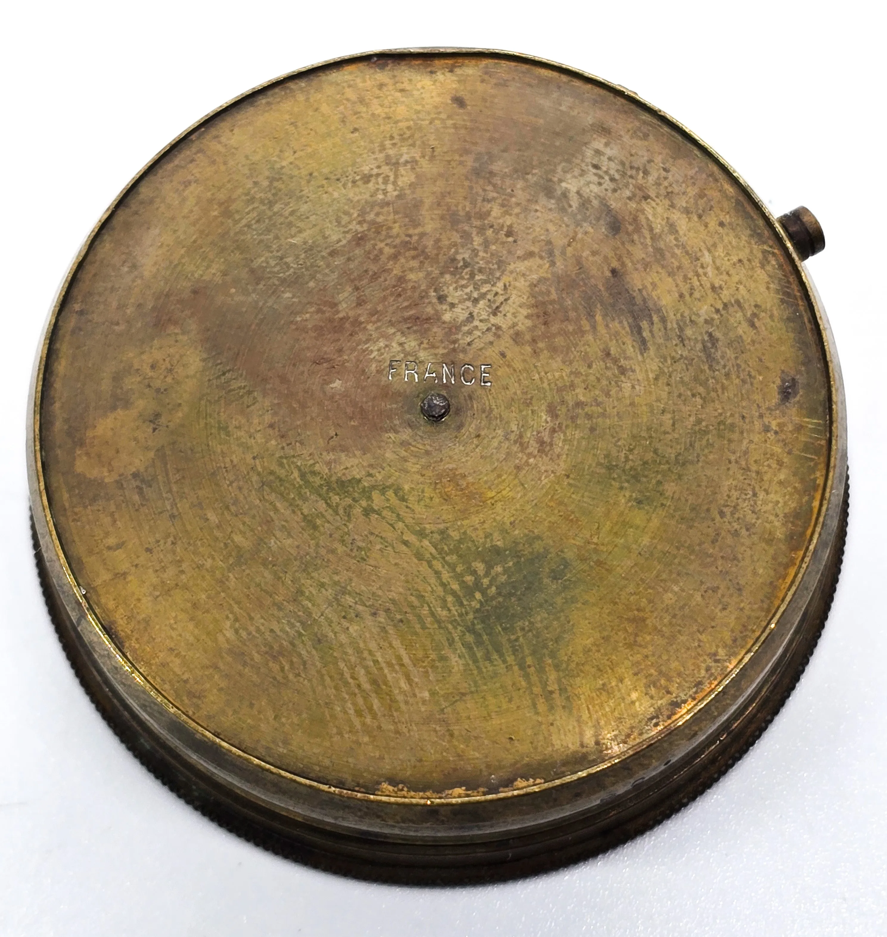 Victorian antique brass compass with lid beveled glass and directional stop