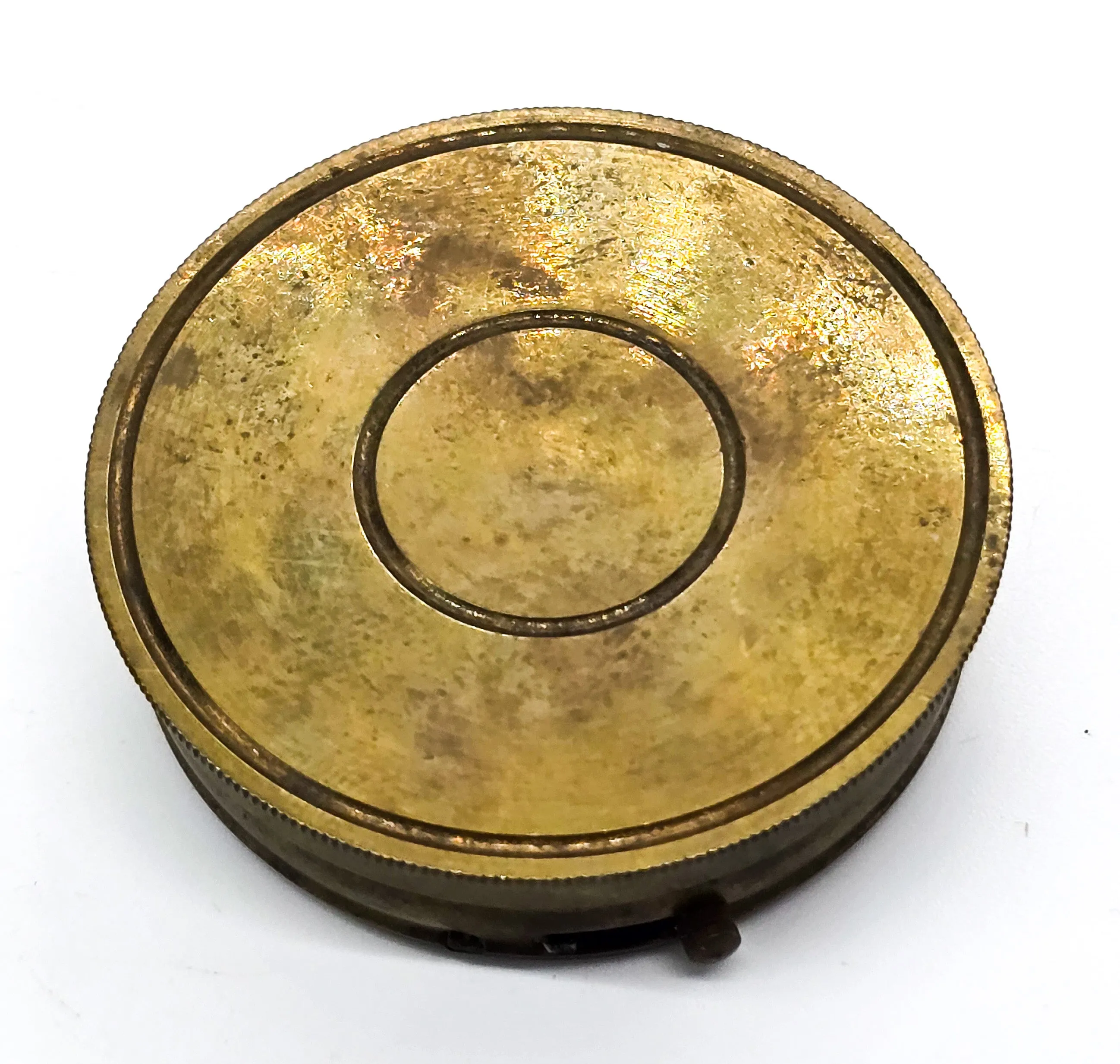 Victorian antique brass compass with lid beveled glass and directional stop