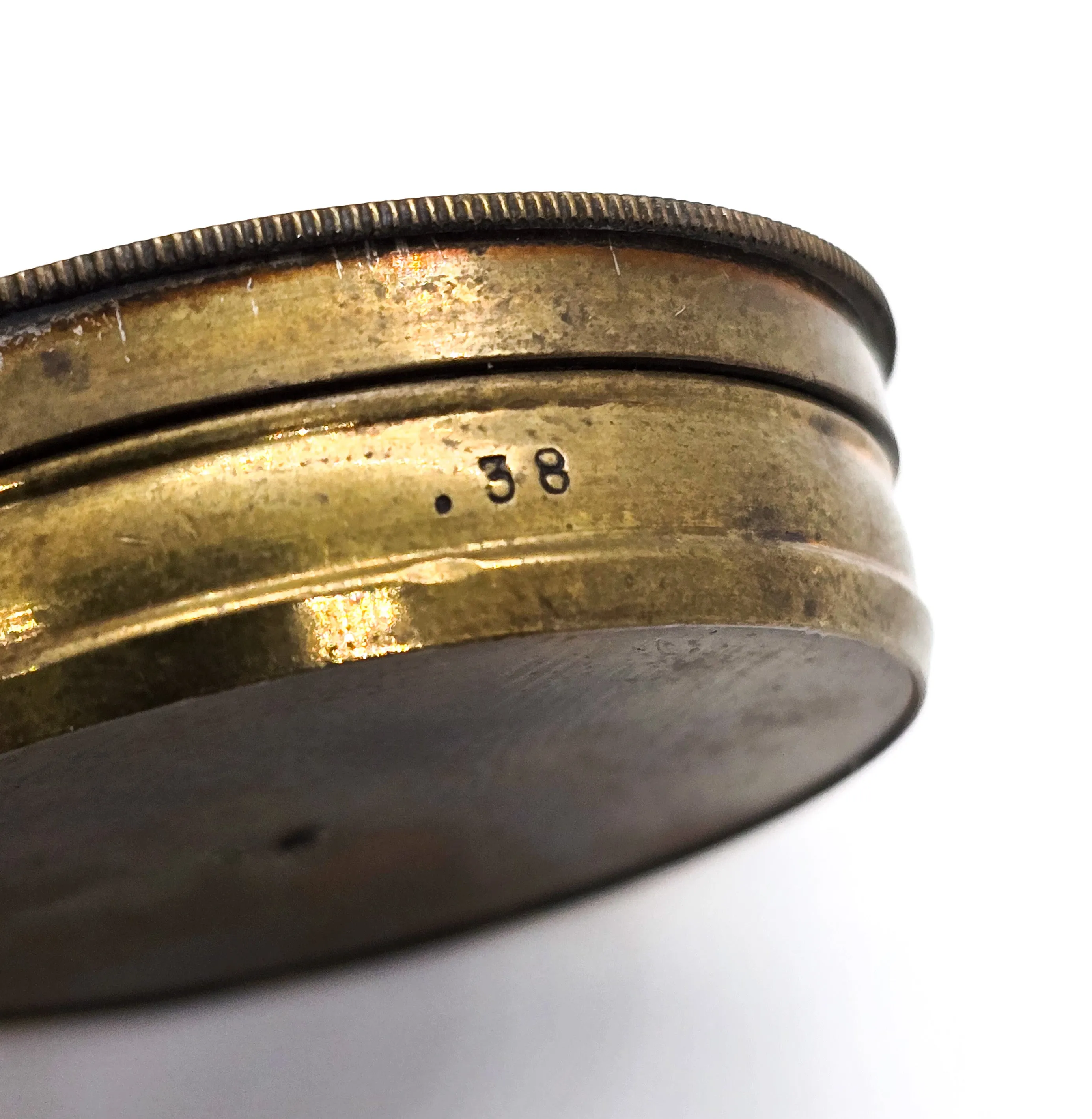 Victorian antique brass compass with lid beveled glass and directional stop